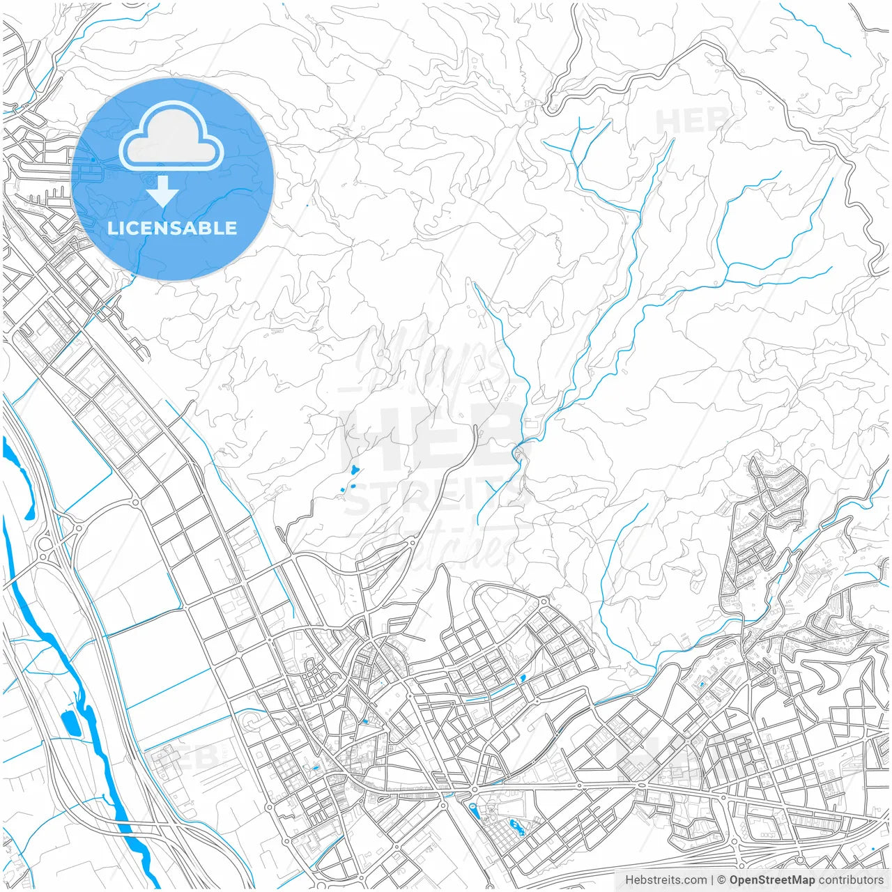 Sant Feliu de Llobregat, Barcelona, Spain, city map with high resolution roads.