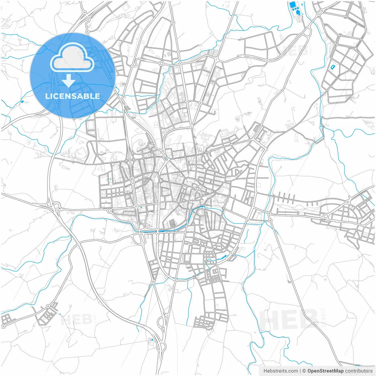Vic, Barcelona, Spain, city map with high resolution roads.