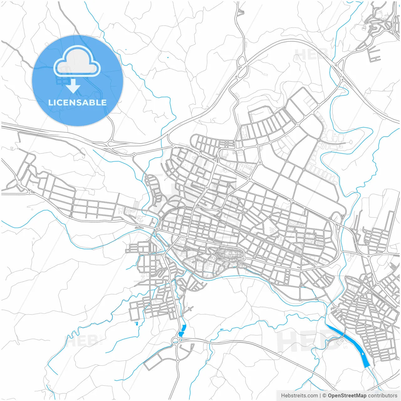 Igualada, Barcelona, Spain, city map with high resolution roads.