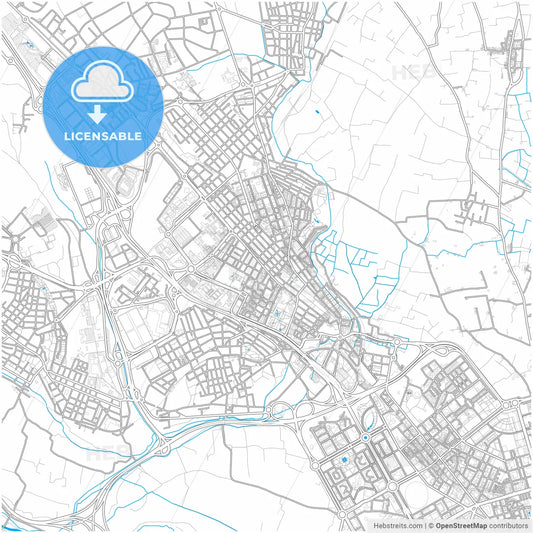 Burjassot, Valencia, Spain, city map with high resolution roads.