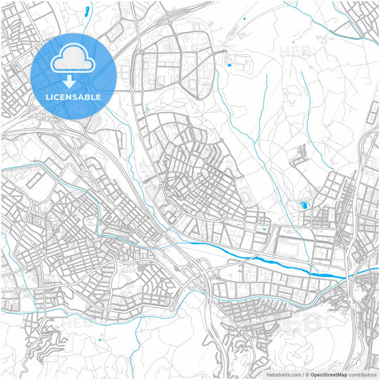 Ripollet, Barcelona, Spain, city map with high resolution roads.