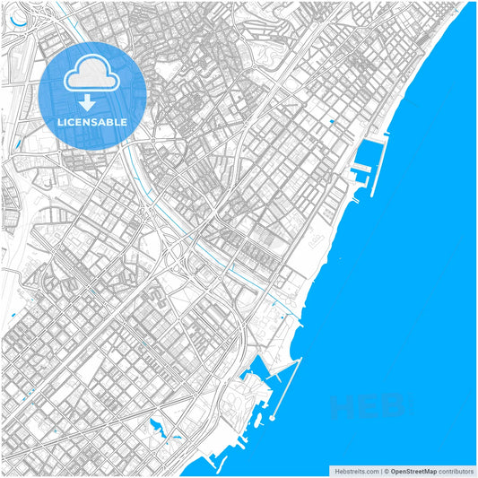 Sant Adrià de Besòs, Barcelona, Spain, city map with high resolution roads.