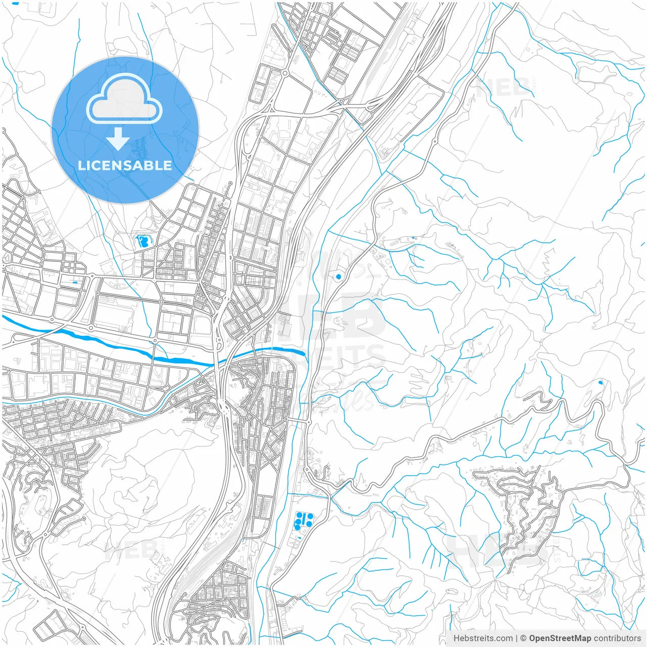 Montcada i Reixac, Barcelona, Spain, city map with high resolution roads.