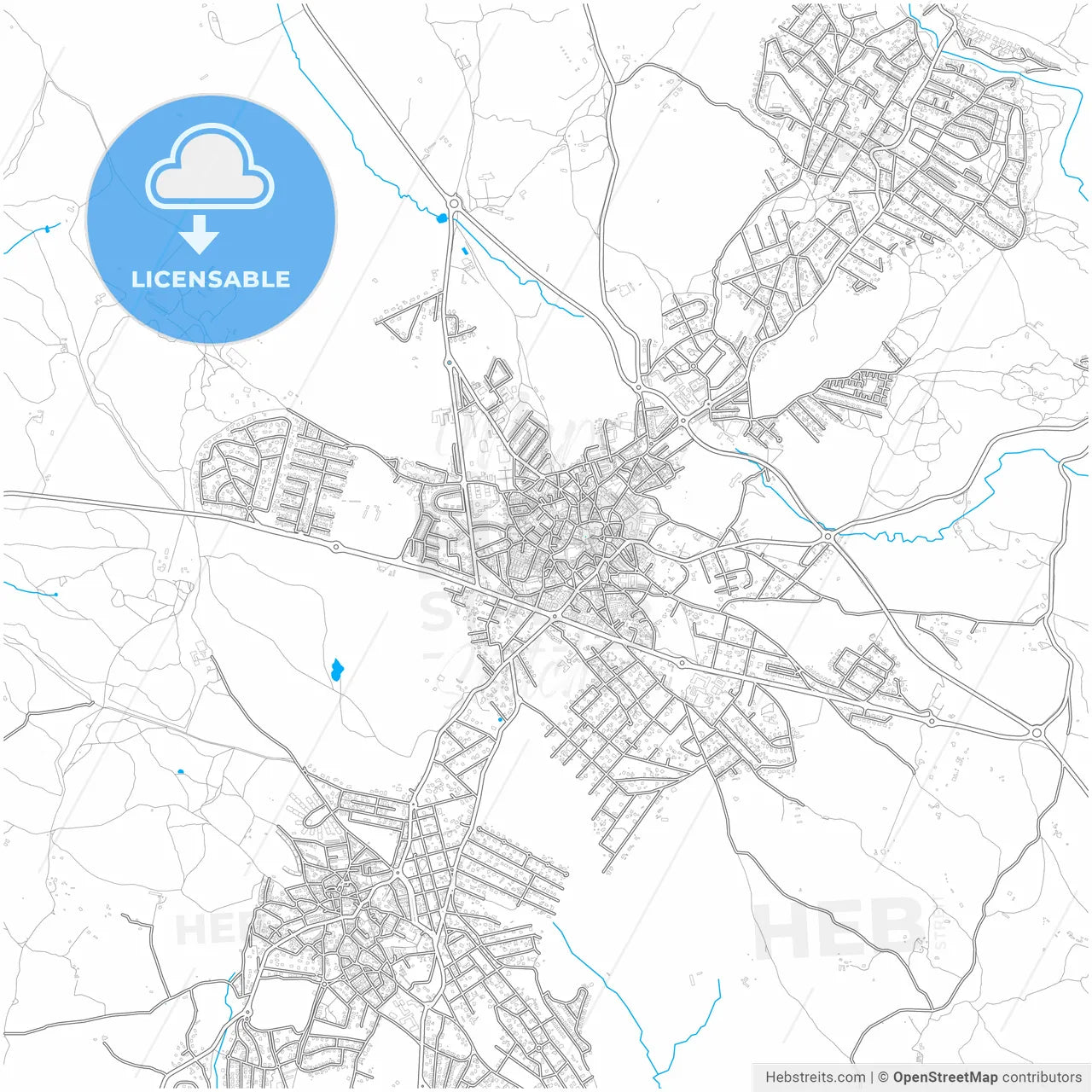 Galapagar, Madrid, Spain, city map with high resolution roads.