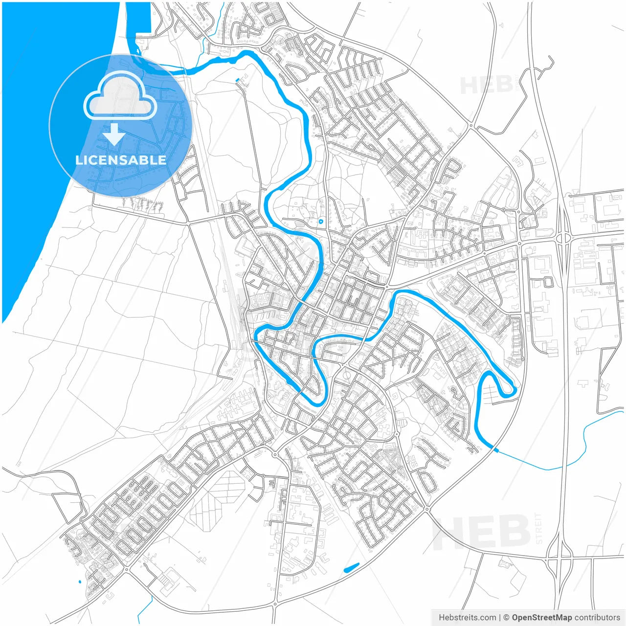 Ängelholm, Sweden, city map with high resolution roads.