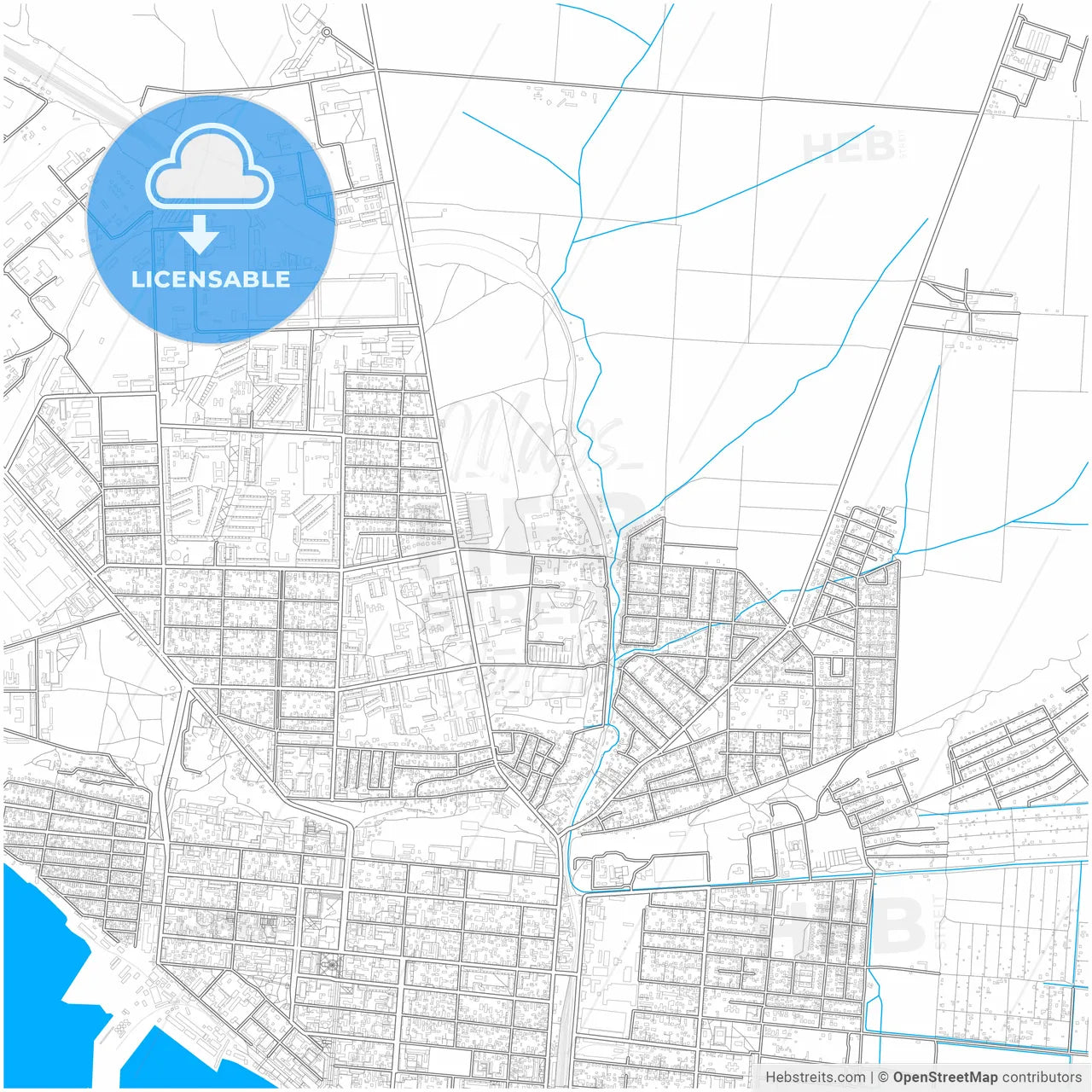 Berdiansk, Zaporizhia Oblast, Ukraine, city map with high resolution roads.