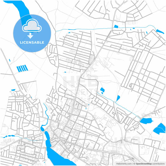 Berdychiv, Zhytomyr Oblast, Ukraine, city map with high resolution roads.