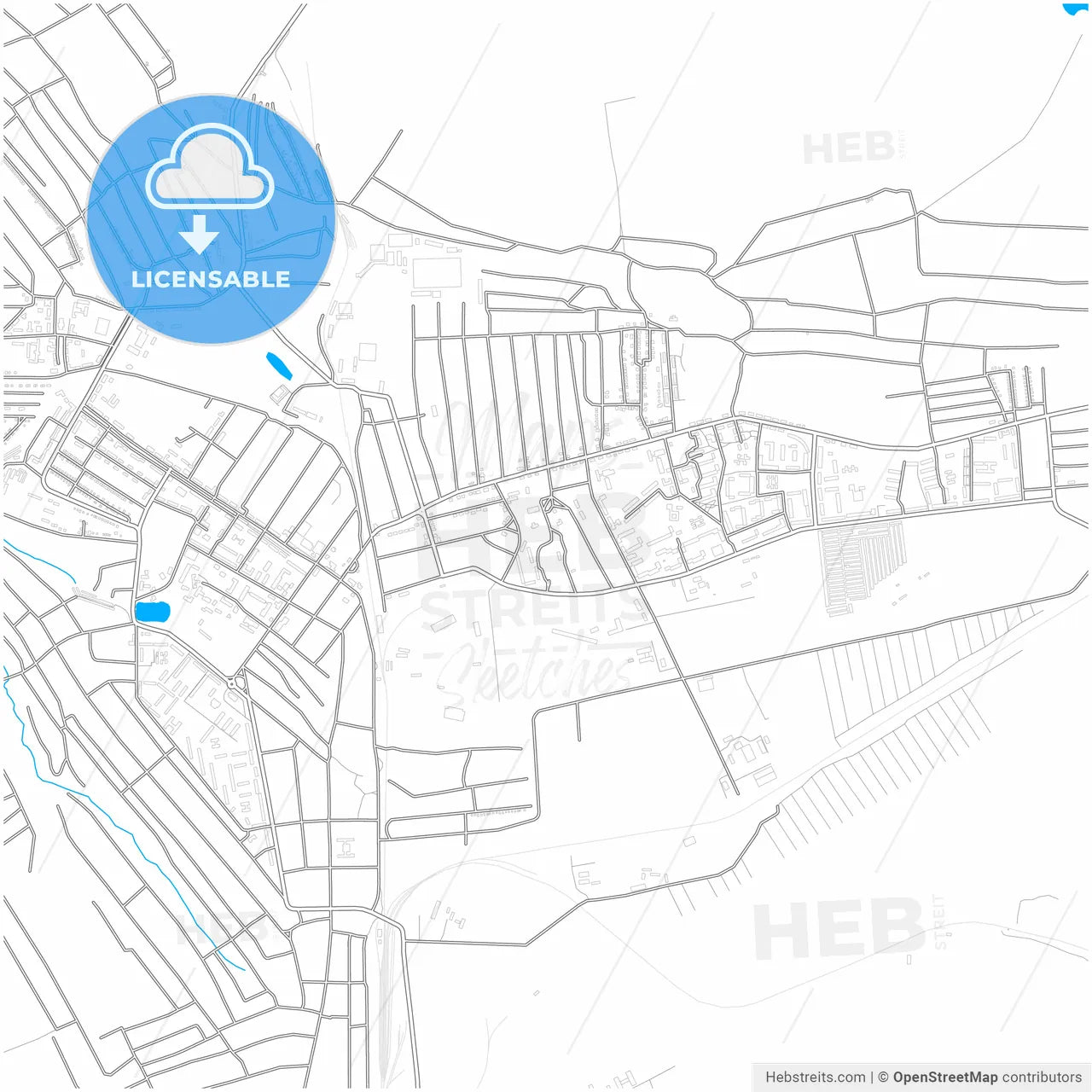 Dovzhansk, Luhansk Oblast, Ukraine, city map with high resolution roads.