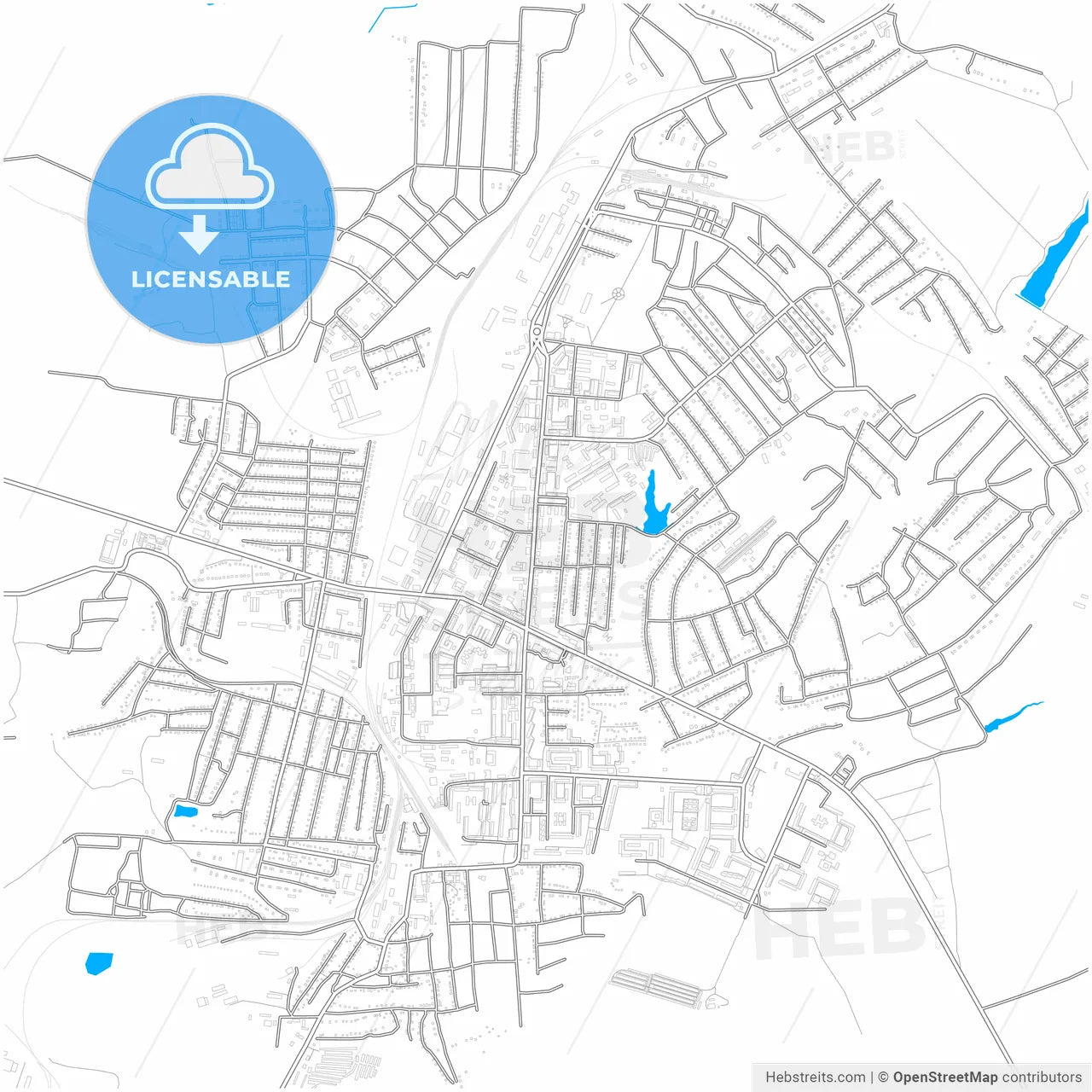 Antratsyt, Luhansk Oblast, Ukraine, city map with high resolution roads.