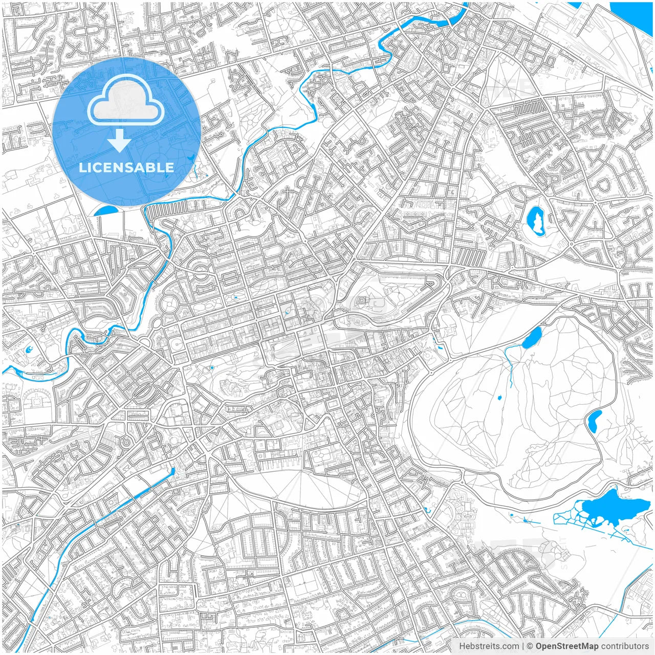 Edinburgh, Edinburgh, Scotland, city map with high resolution roads.