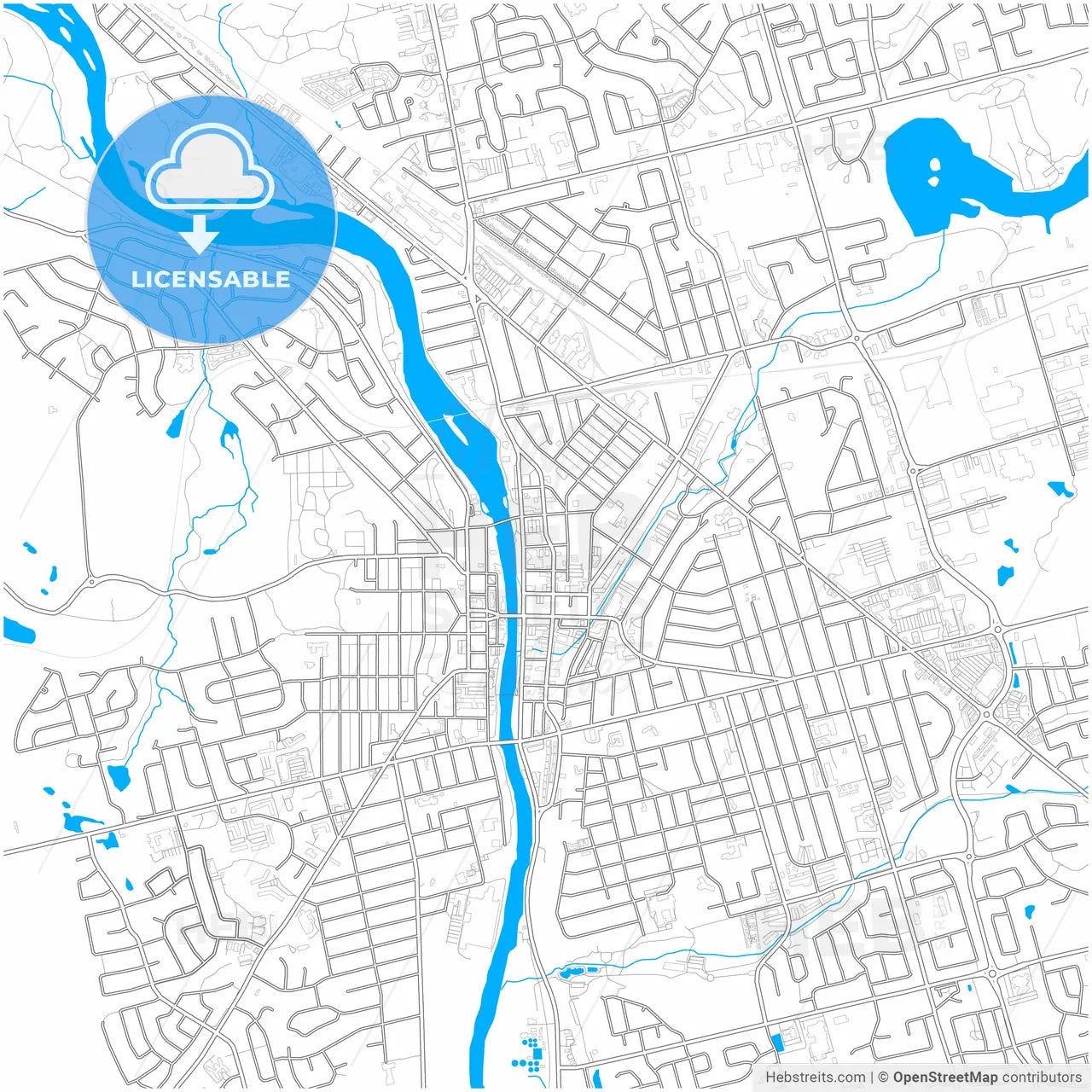 Cambridge, Ontario, Canada, city map with high resolution roads.