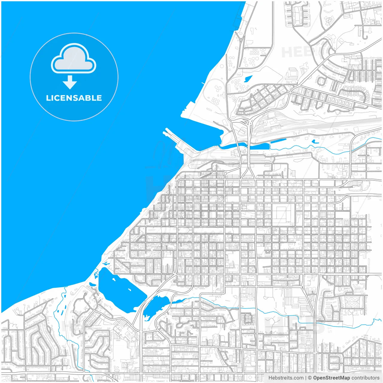 Anchorage, Alaska, United States, city map with high resolution roads.