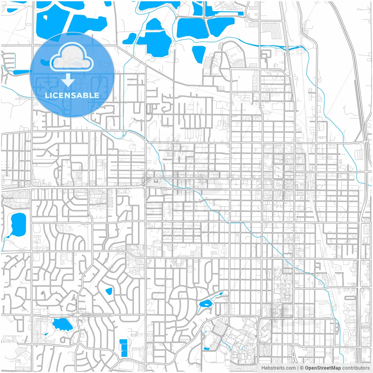 Greeley, Colorado, United States, city map with high resolution roads.
