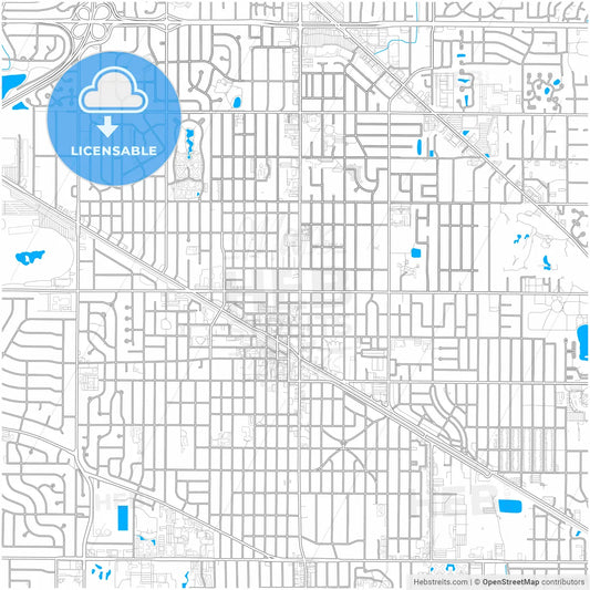 Arlington Heights, Illinois, United States, city map with high resolution roads.