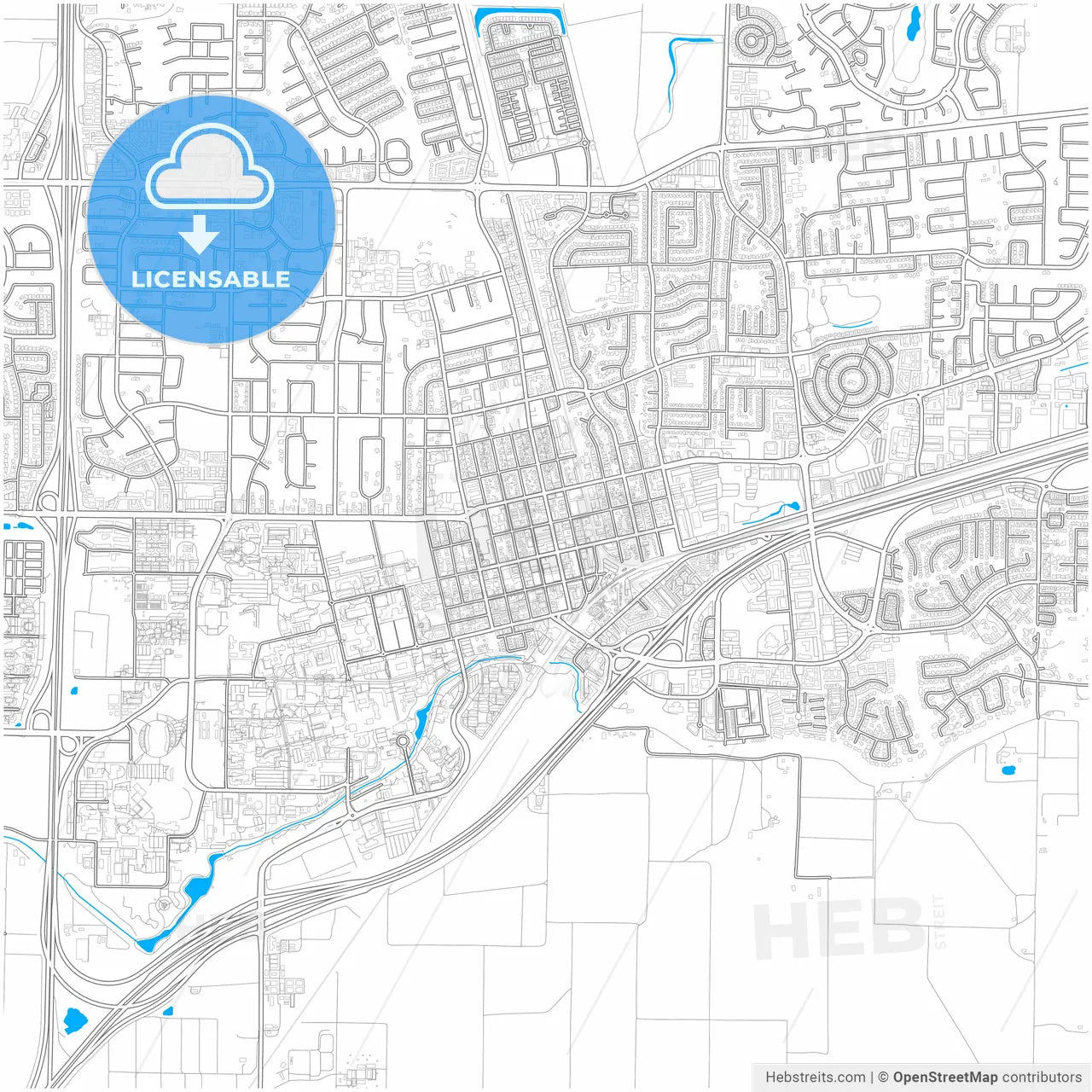 Davis, California, United States, city map with high resolution roads.
