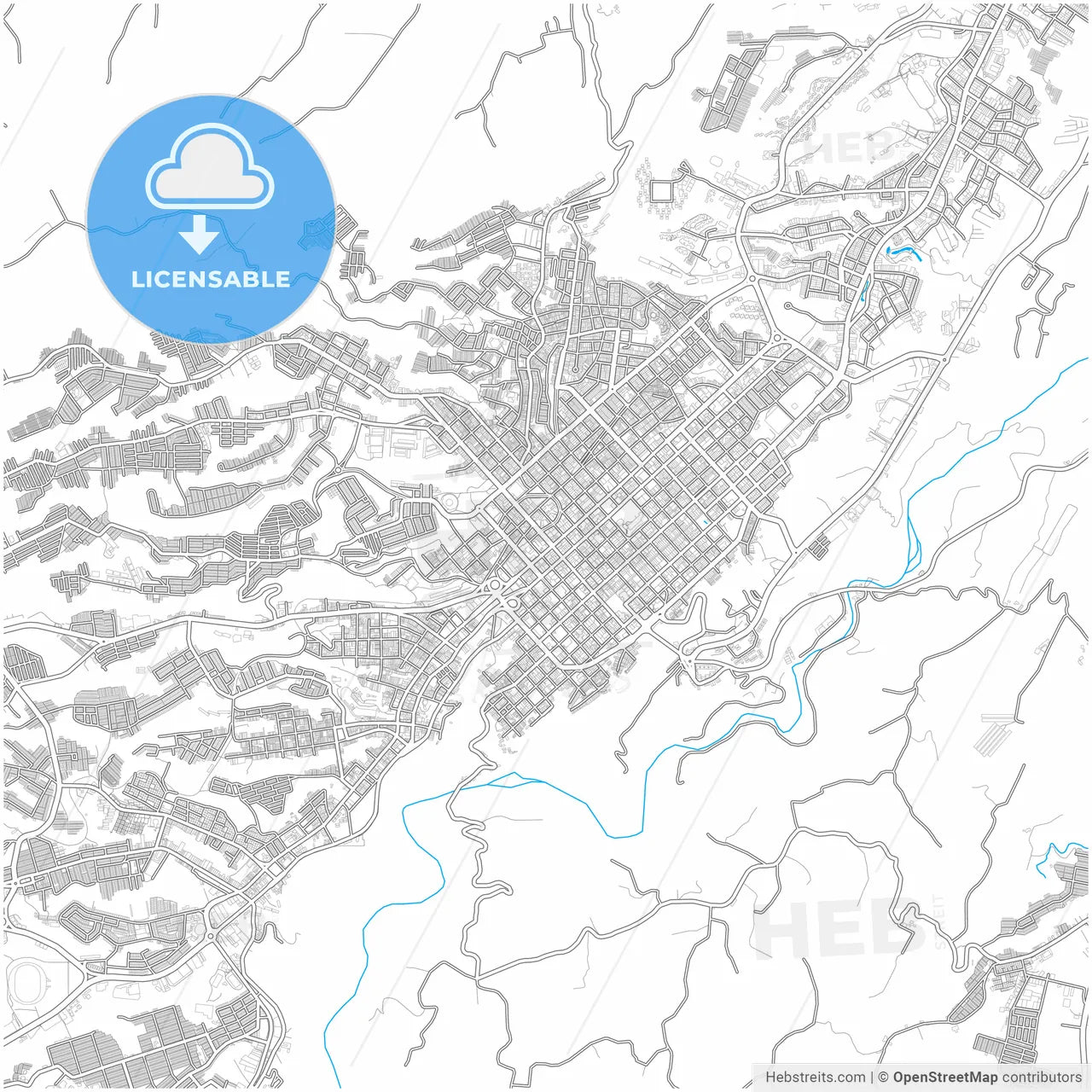 Armenia, Colombia, city map with high resolution roads.