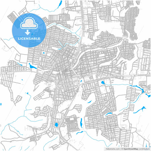 Eunapolis, Brazil, city map with high resolution roads.