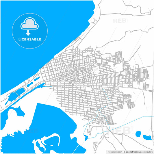 Cienaga, Colombia, city map with high resolution roads.