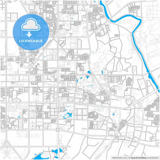 Tangshan, Hebei, China, city map with high resolution roads.