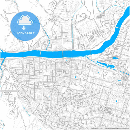 Lanzhou, Gansu, China, city map with high resolution roads.