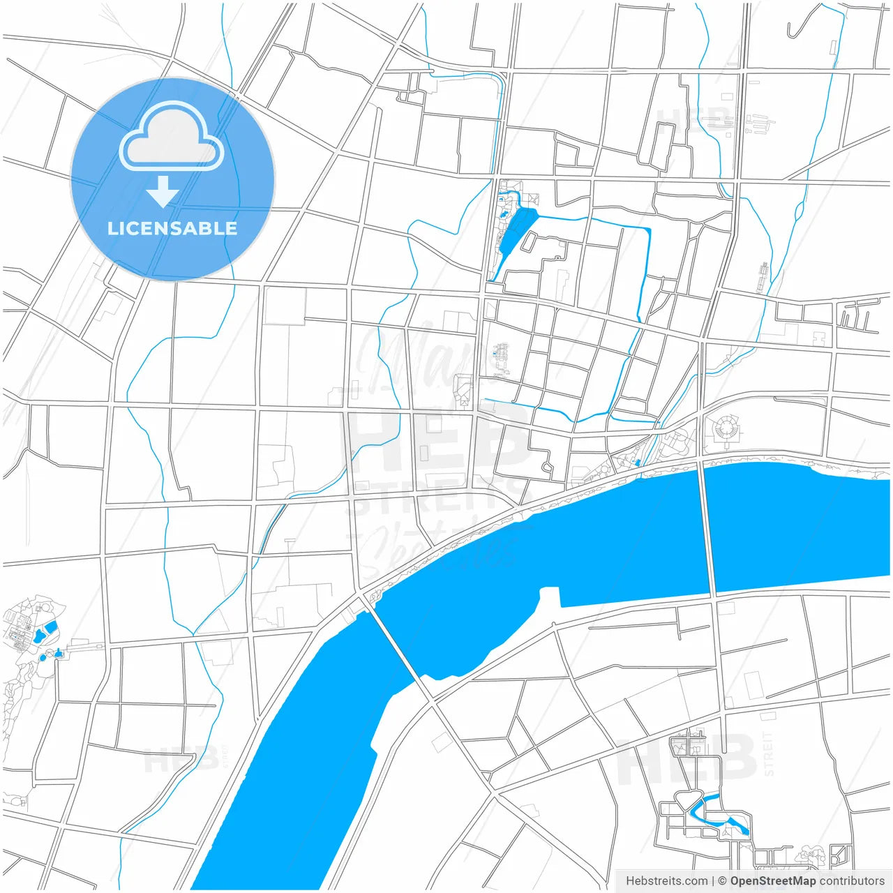 Nanyang, Henan, China, city map with high resolution roads.