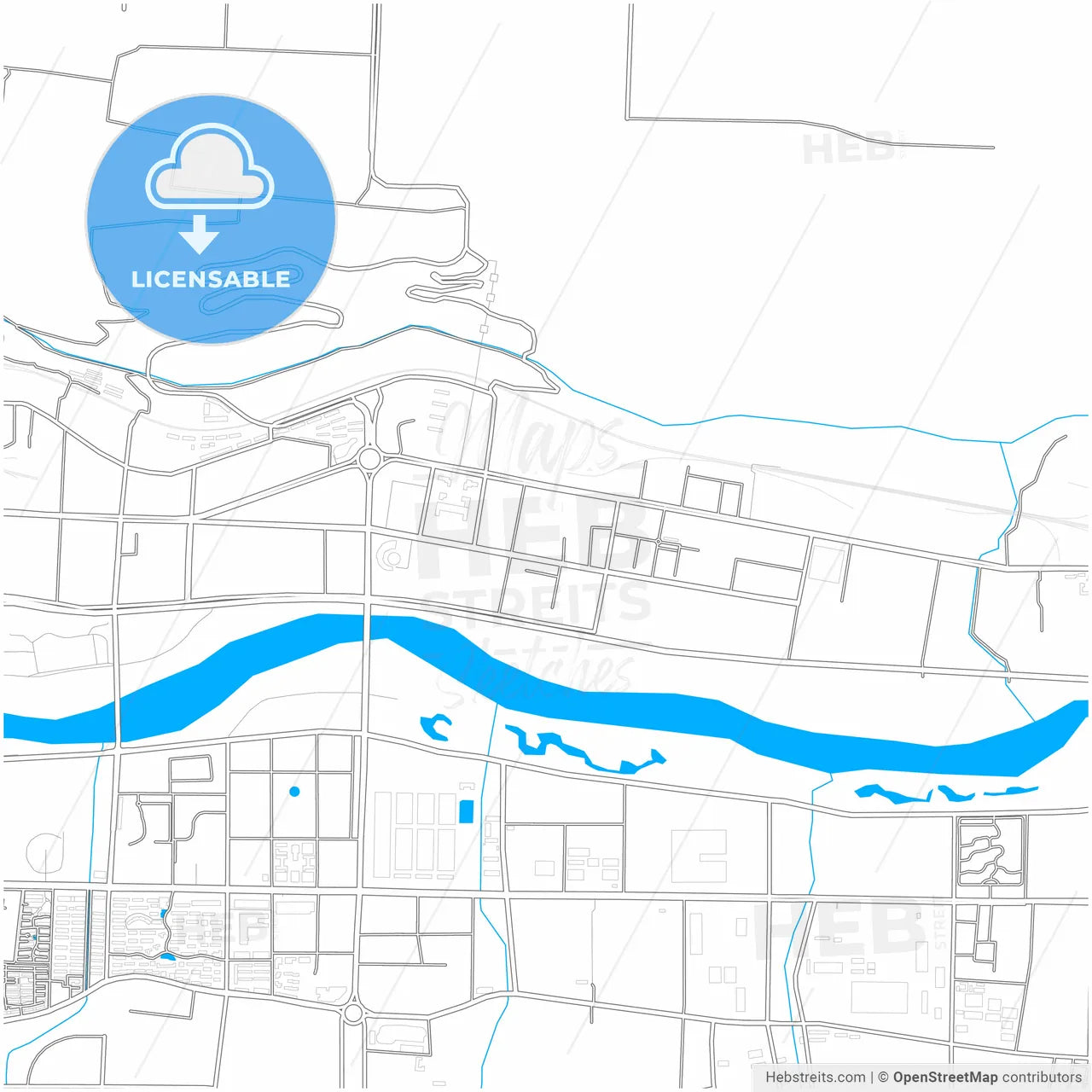 Baoji, Shaanxi, China, city map with high resolution roads.