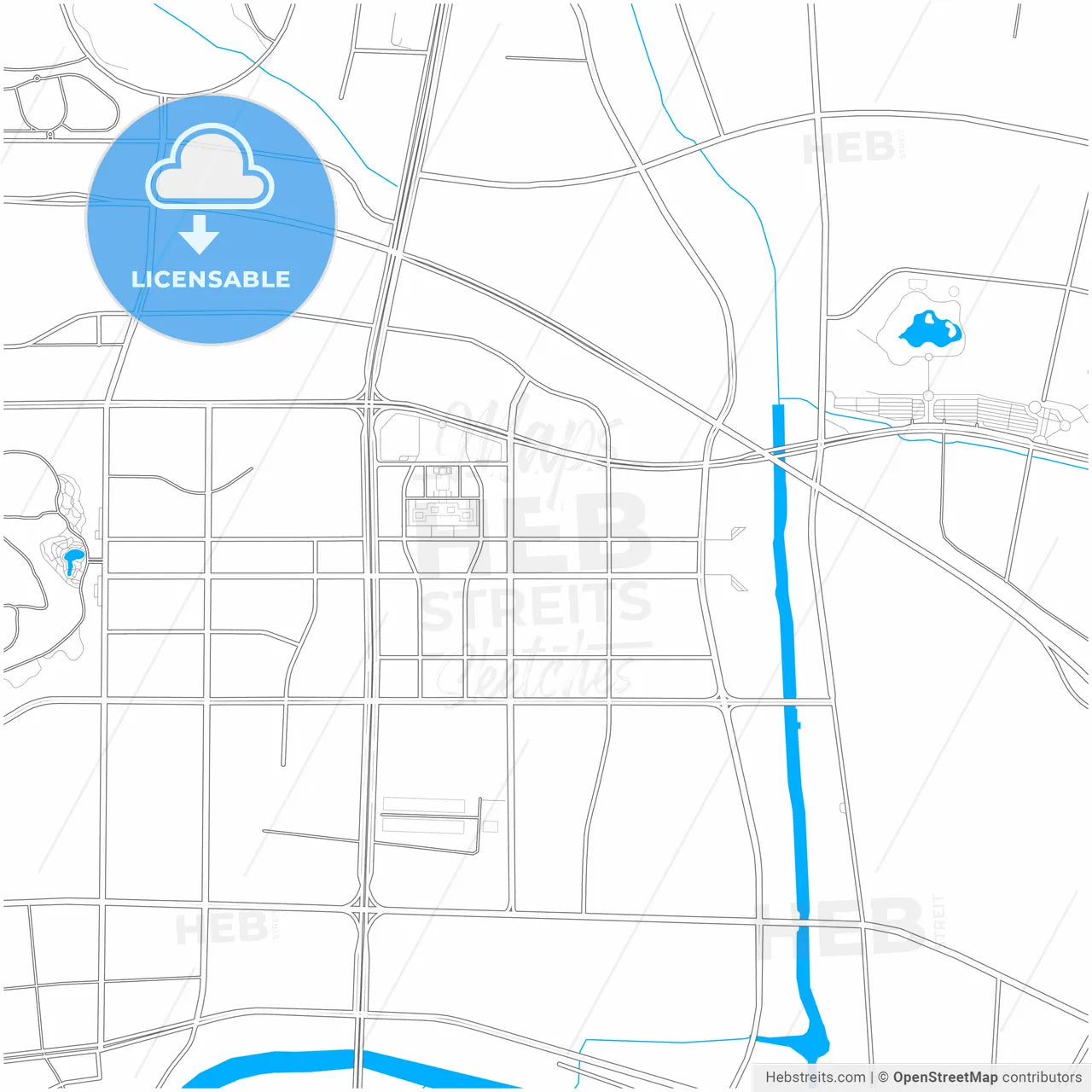 Wuhu, Anhui, China, city map with high resolution roads.