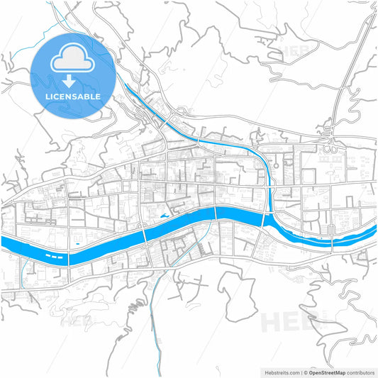 Tianshui, Gansu, China, city map with high resolution roads.