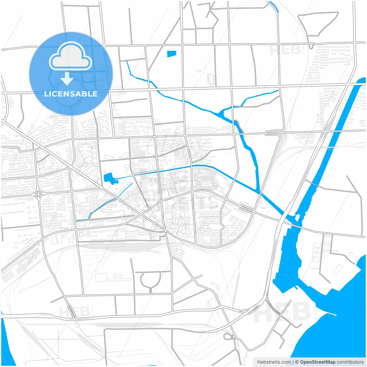 Qinhuangdao, Hebei, China, city map with high resolution roads.