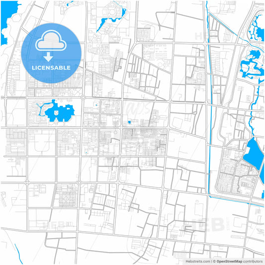 Kaifeng, Henan, China, city map with high resolution roads.