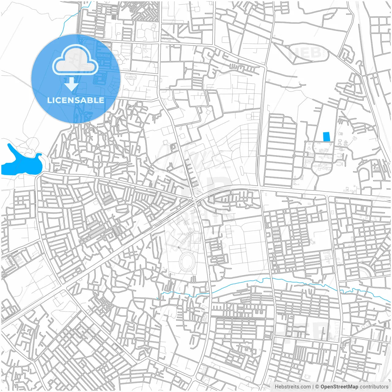 Bhubaneswar, Odisha, India, city map with high resolution roads.
