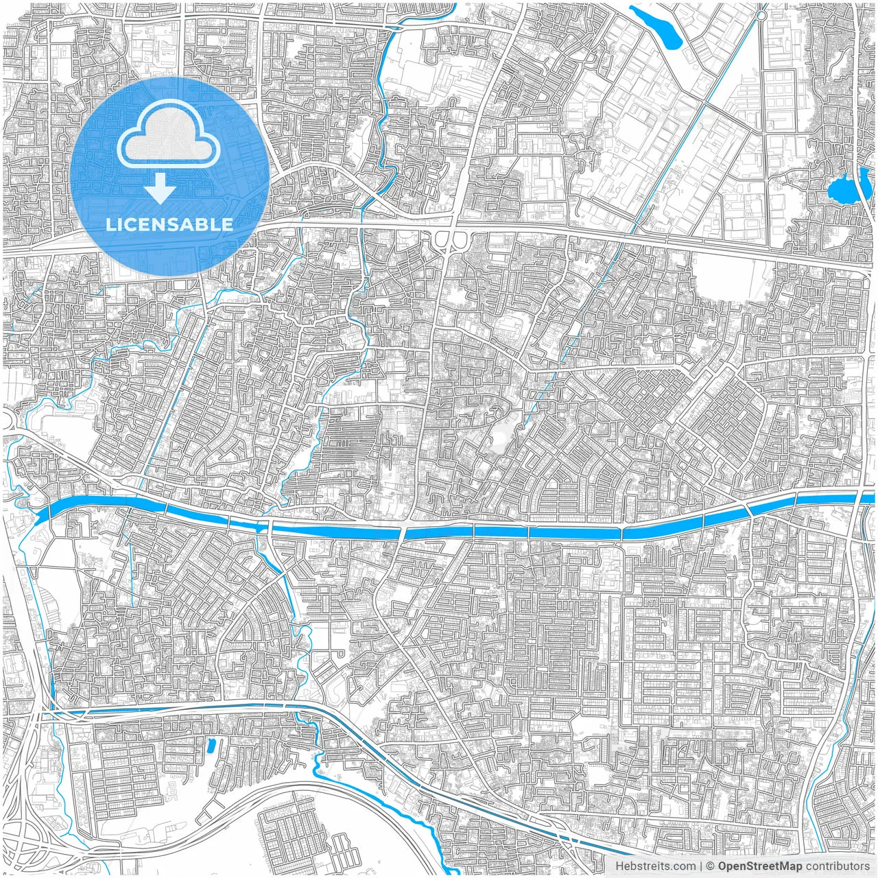 East Jakarta, Indonesia, city map with high resolution roads.
