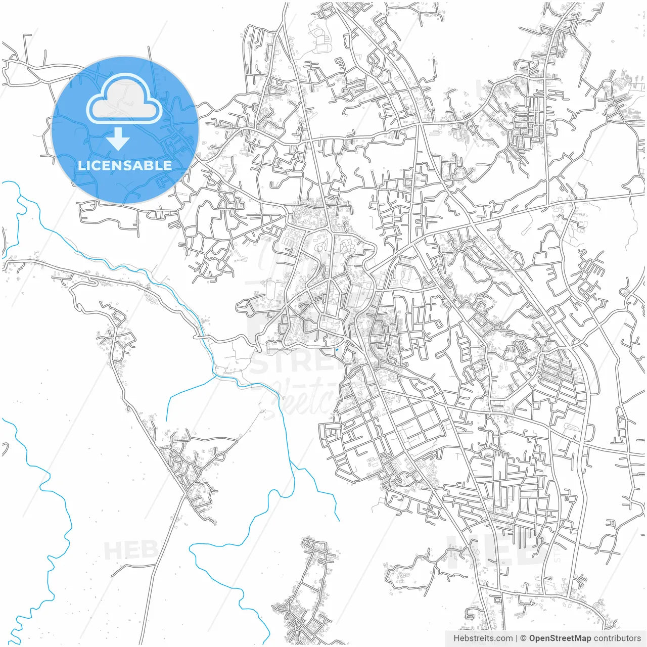 Bukittinggi, West Sumatra, Indonesia, city map with high resolution roads.