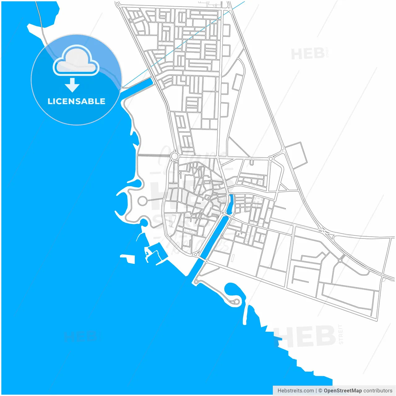 Al Qunfudhah, Saudi Arabia, city map with high resolution roads.