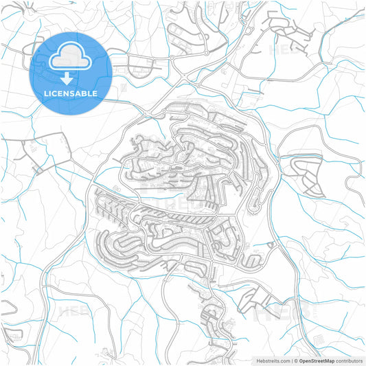 Beit Shemesh, Jerusalem, Israel, city map with high resolution roads.