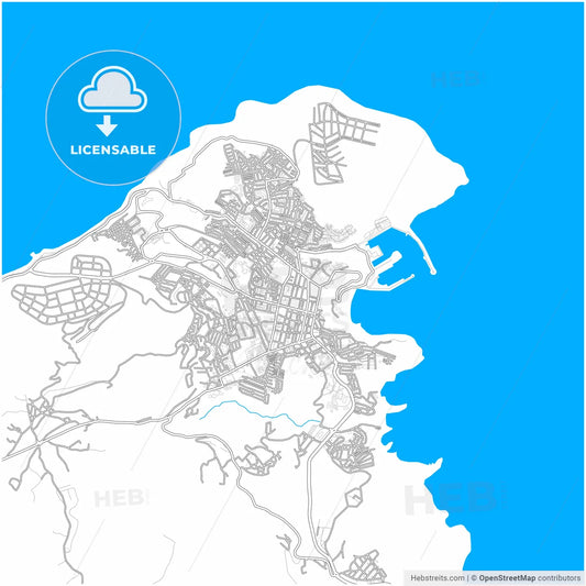 Al Hoceima, Morocco, city map with high resolution roads.