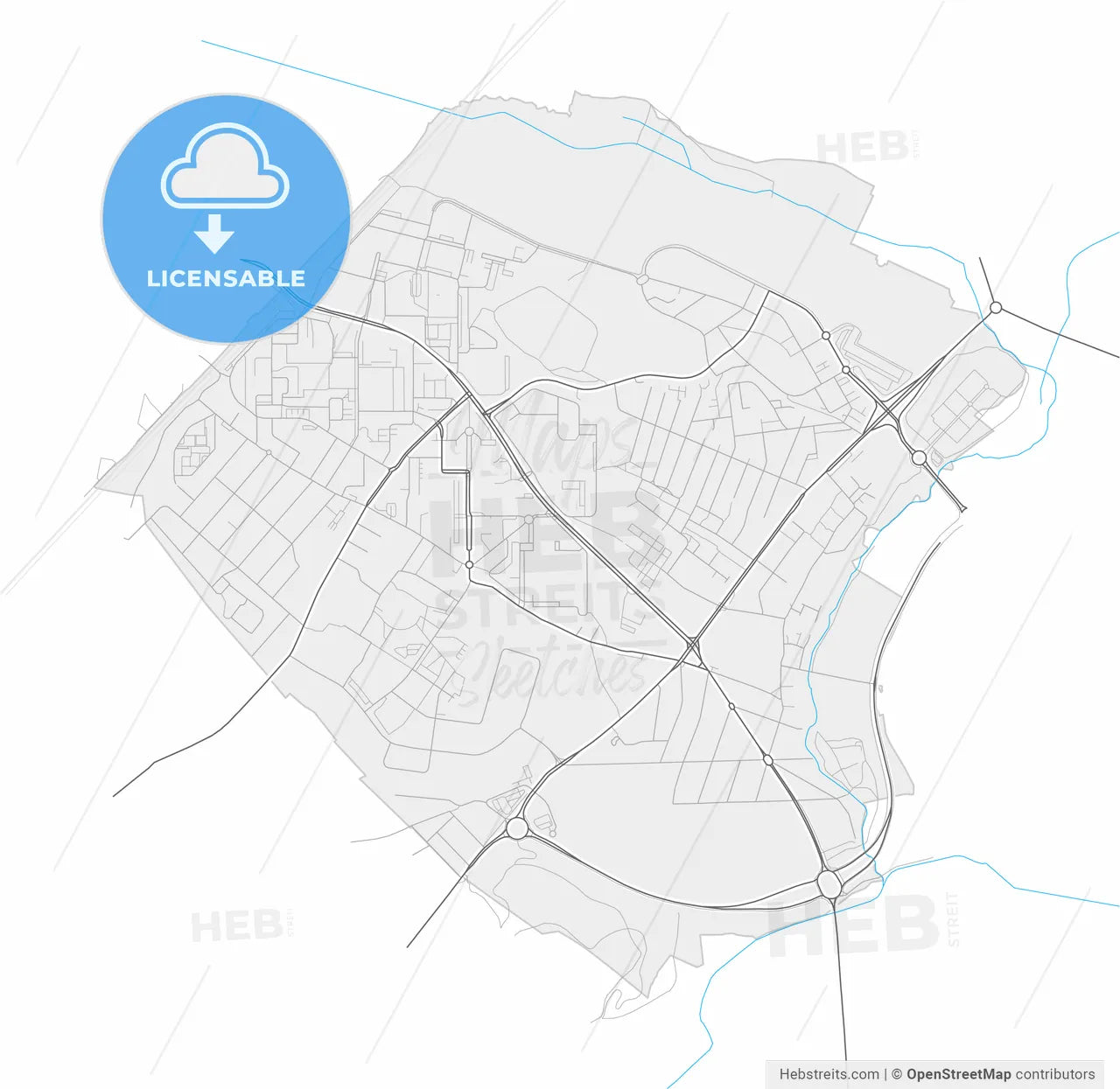 Garges-lès-Gonesse, Val-d Oise, France, high resolution vector map - Instant download PDF and JPG