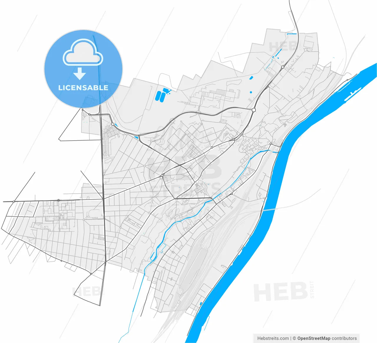 Athis-Mons, Essonne, France, high resolution vector map - Instant download PDF and JPG