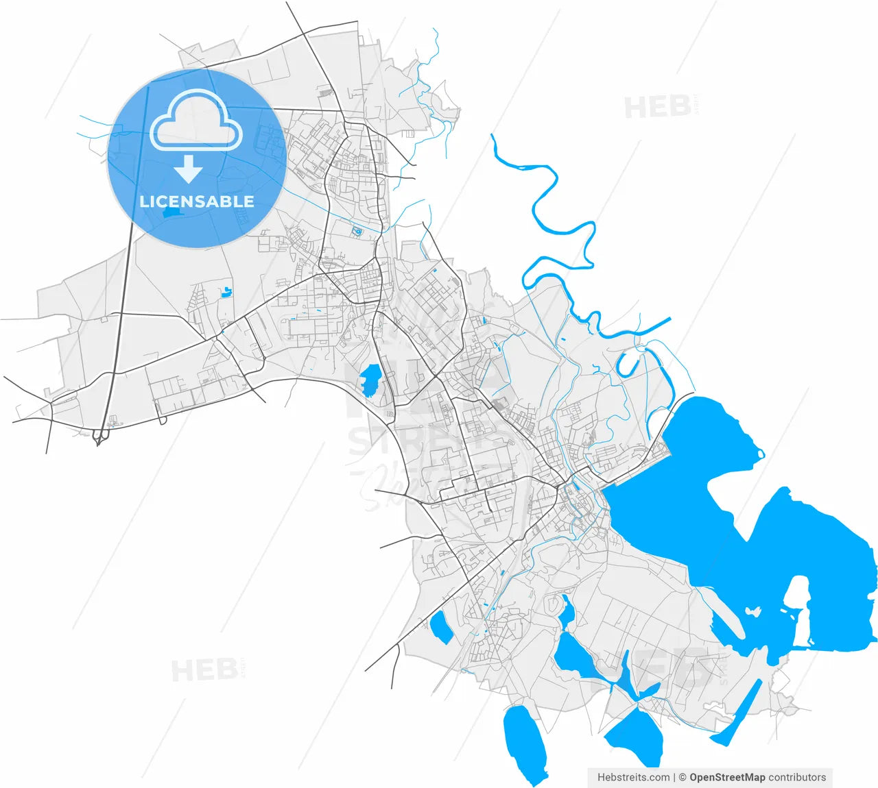 Bitterfeld-Wolfen, Saxony-Anhalt, Germany, high resolution vector map - Instant download PDF and JPG