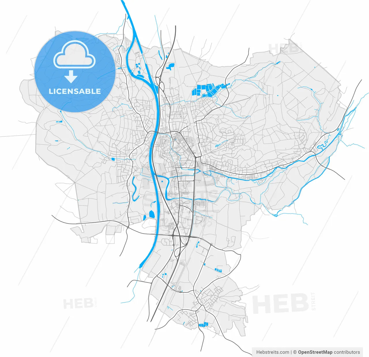 Forchheim, Bavaria, Germany, high resolution vector map - Instant download PDF and JPG