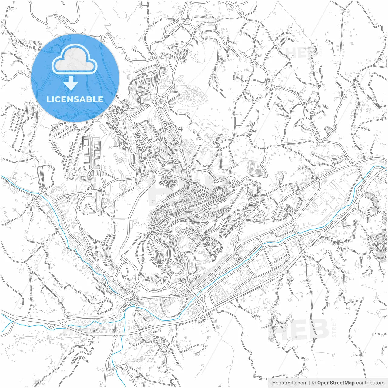 Potenza, Basilicata, Italy, city map with high resolution roads.