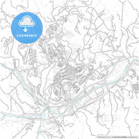 Potenza, Basilicata, Italy, city map with high resolution roads.