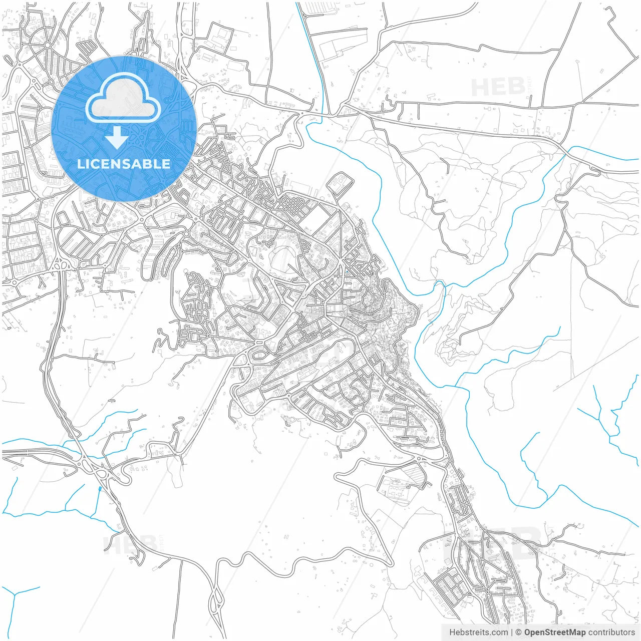 Matera, Basilicata, Italy, city map with high resolution roads.