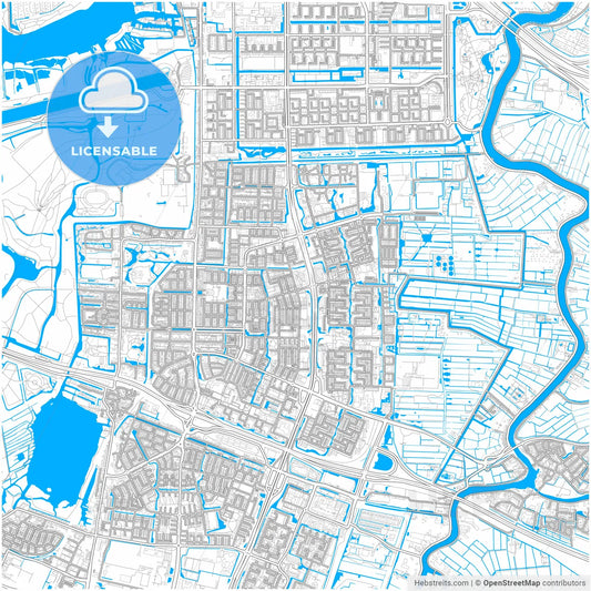 Amstelveen, North Holland, Netherlands, city map with high resolution roads.