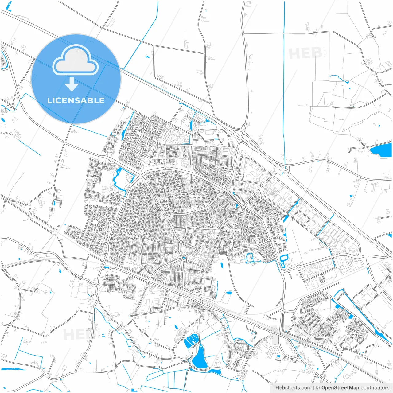 Zevenaar, Gelderland, Netherlands, city map with high resolution roads.