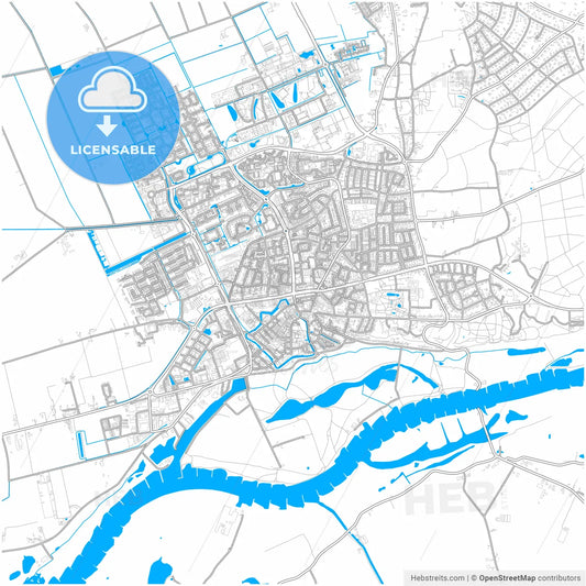 Wageningen, Gelderland, Netherlands, city map with high resolution roads.