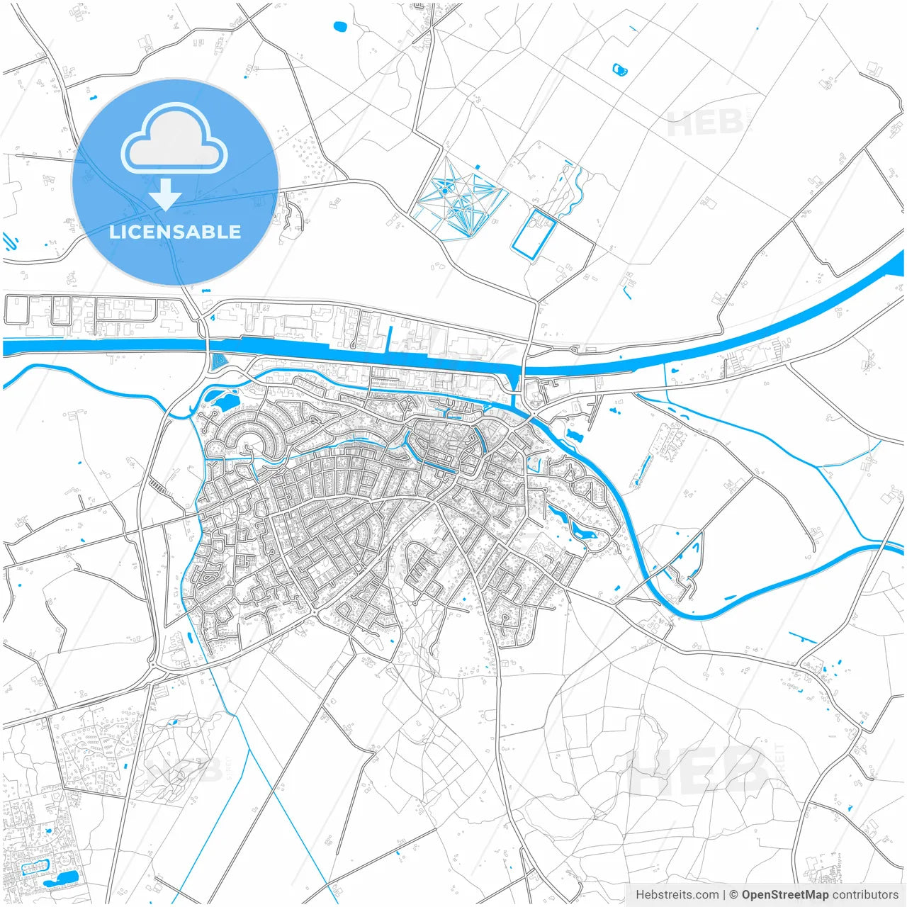 Lochem, Gelderland, Netherlands, city map with high resolution roads.
