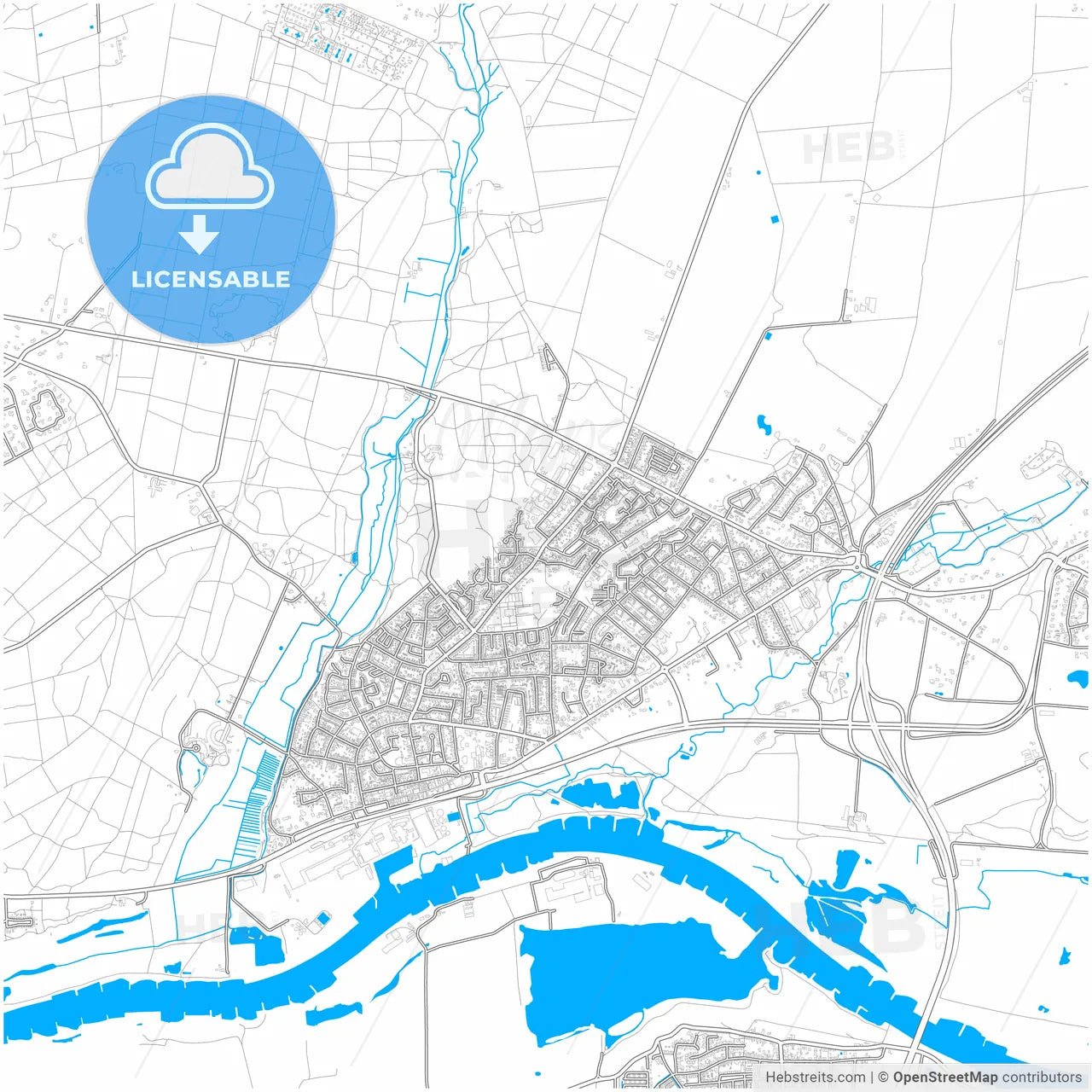 Renkum, Gelderland, Netherlands, city map with high resolution roads.
