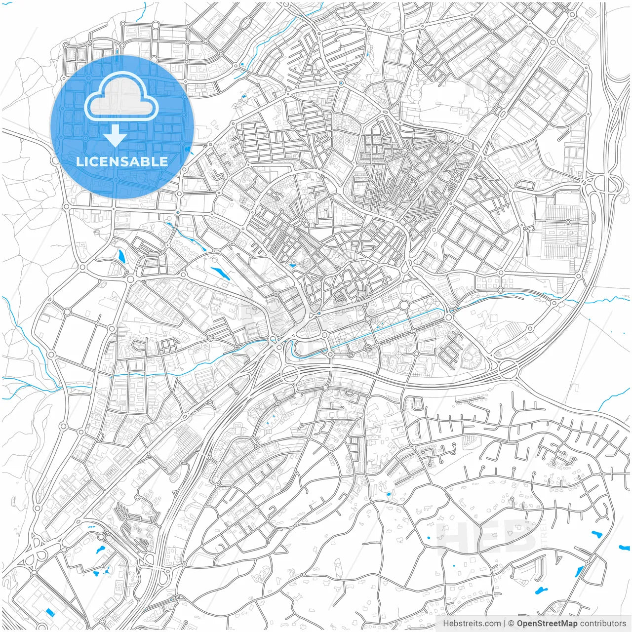Alcobendas, Madrid, Spain, city map with high resolution roads.