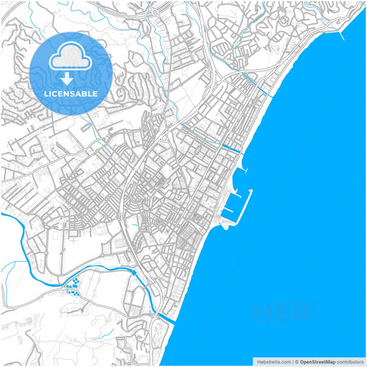 Fuengirola, Málaga, Spain, city map with high resolution roads.